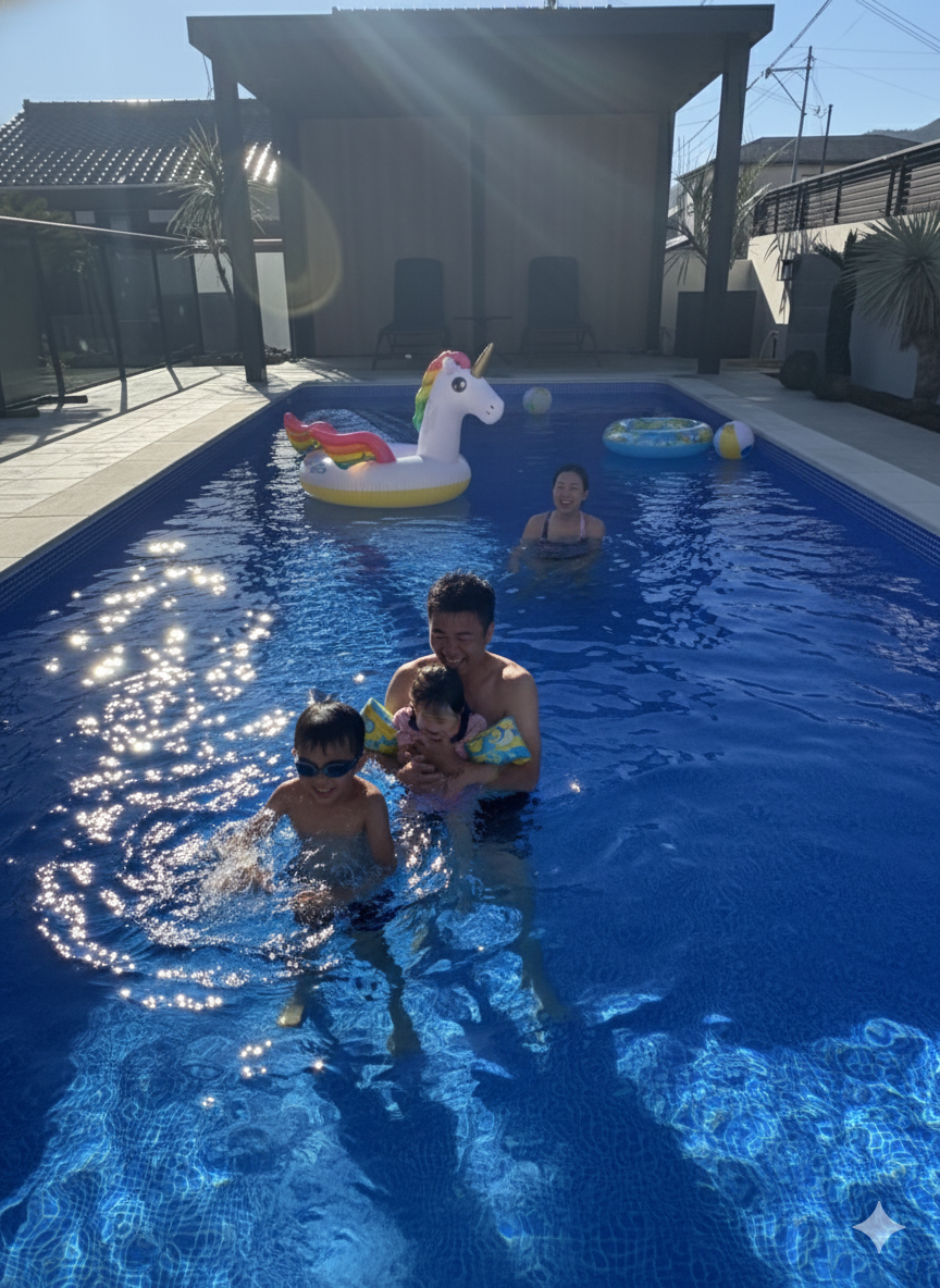 兵庫県 ラグジュアリーなプライベートプールがあるお庭