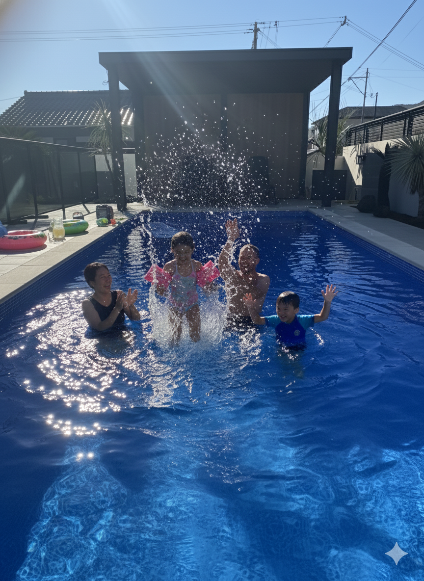 兵庫県 ラグジュアリーなプライベートプールがあるお庭