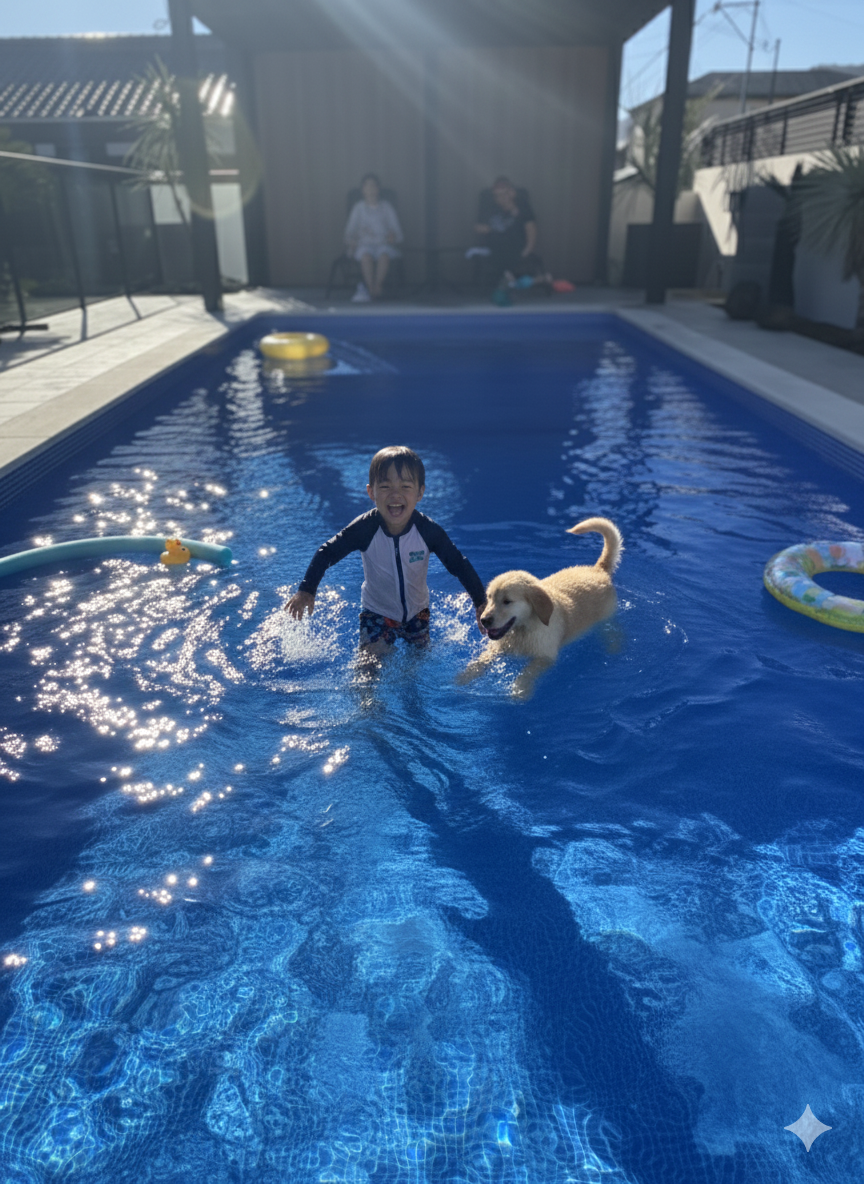 兵庫県 ラグジュアリーなプライベートプールがあるお庭